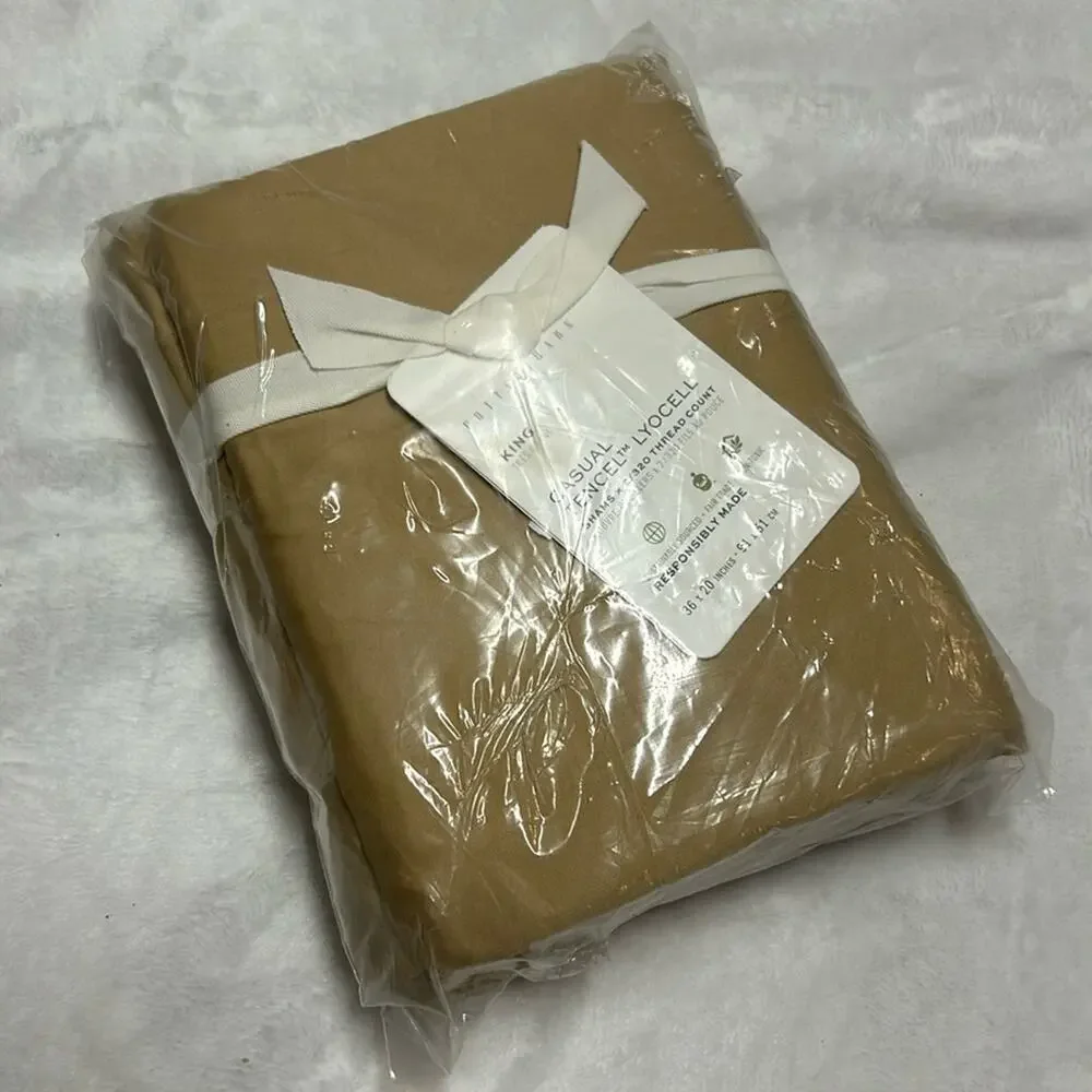 2 Pottery Barn King Pillow Sham Cover Casual Tencel Lyocell 320 Thread Count NEW